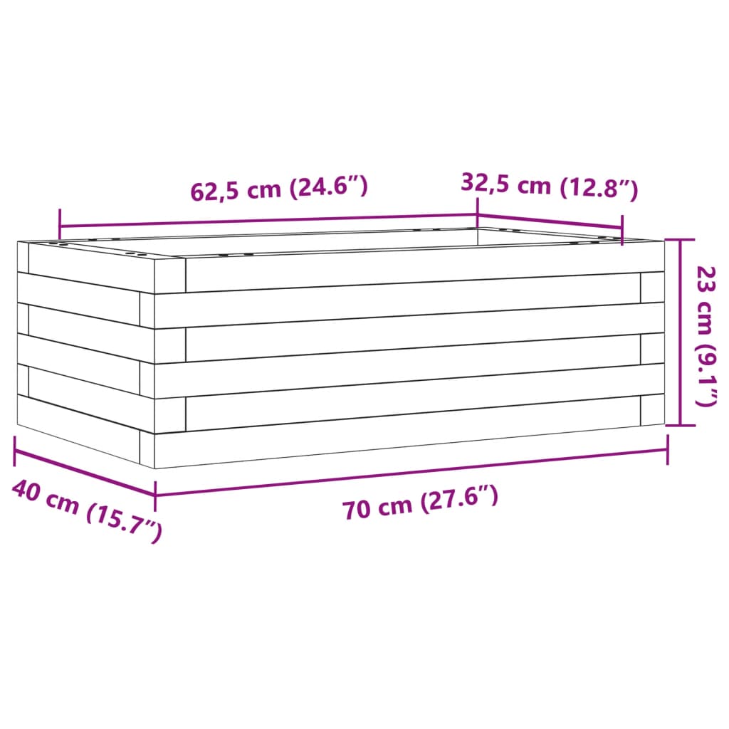 Garden Planter 70x40x23 cm Solid Wood Pine