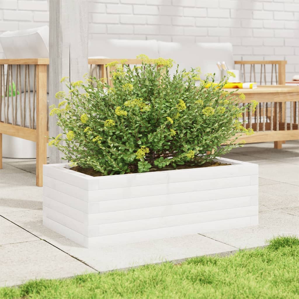 Garden Planter White 70x40x23 cm Solid Wood Pine