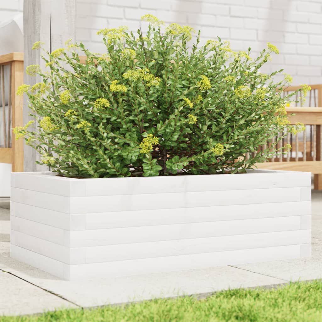 Garden Planter White 70x40x23 cm Solid Wood Pine