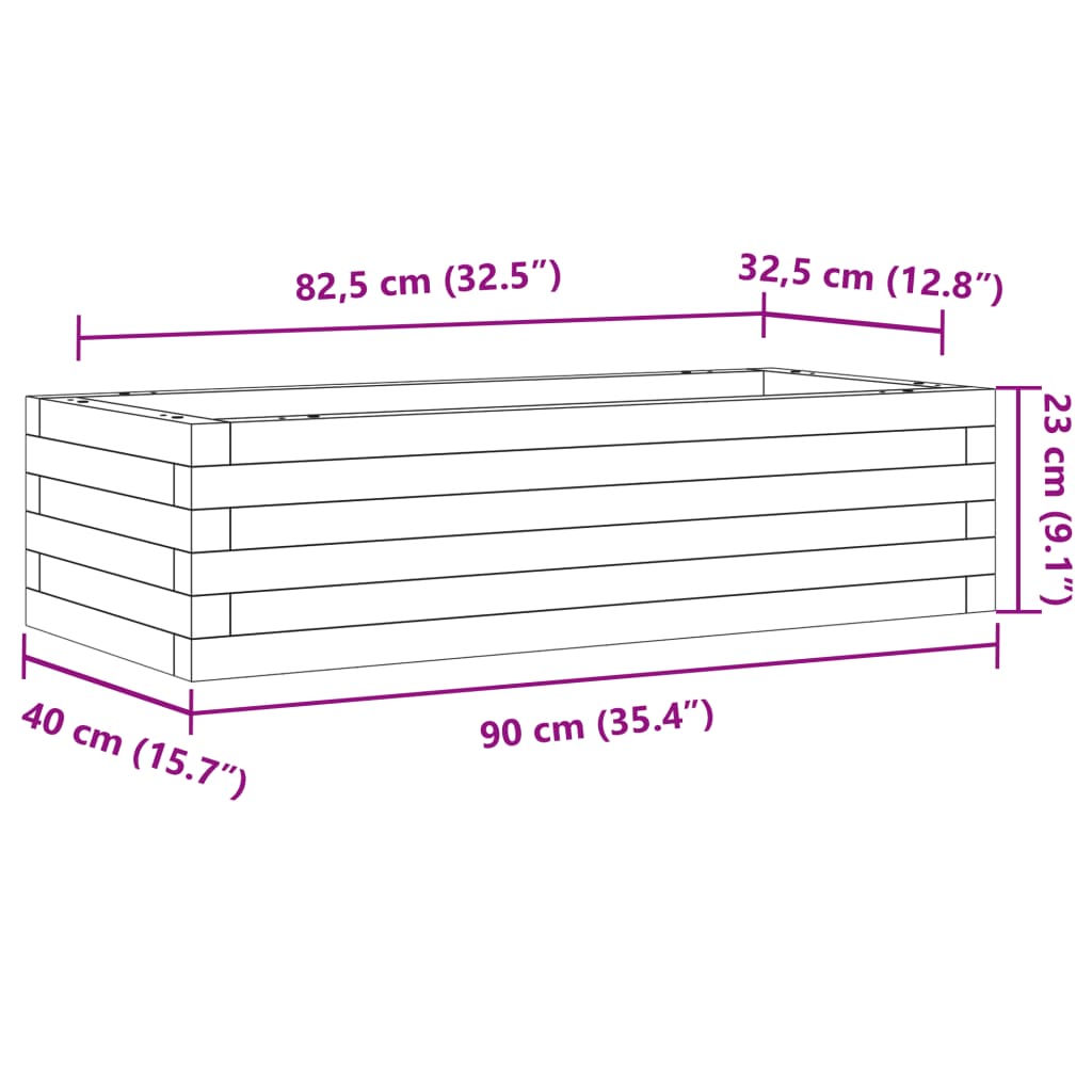 Garden Planter 90x40x23 cm Solid Wood Pine