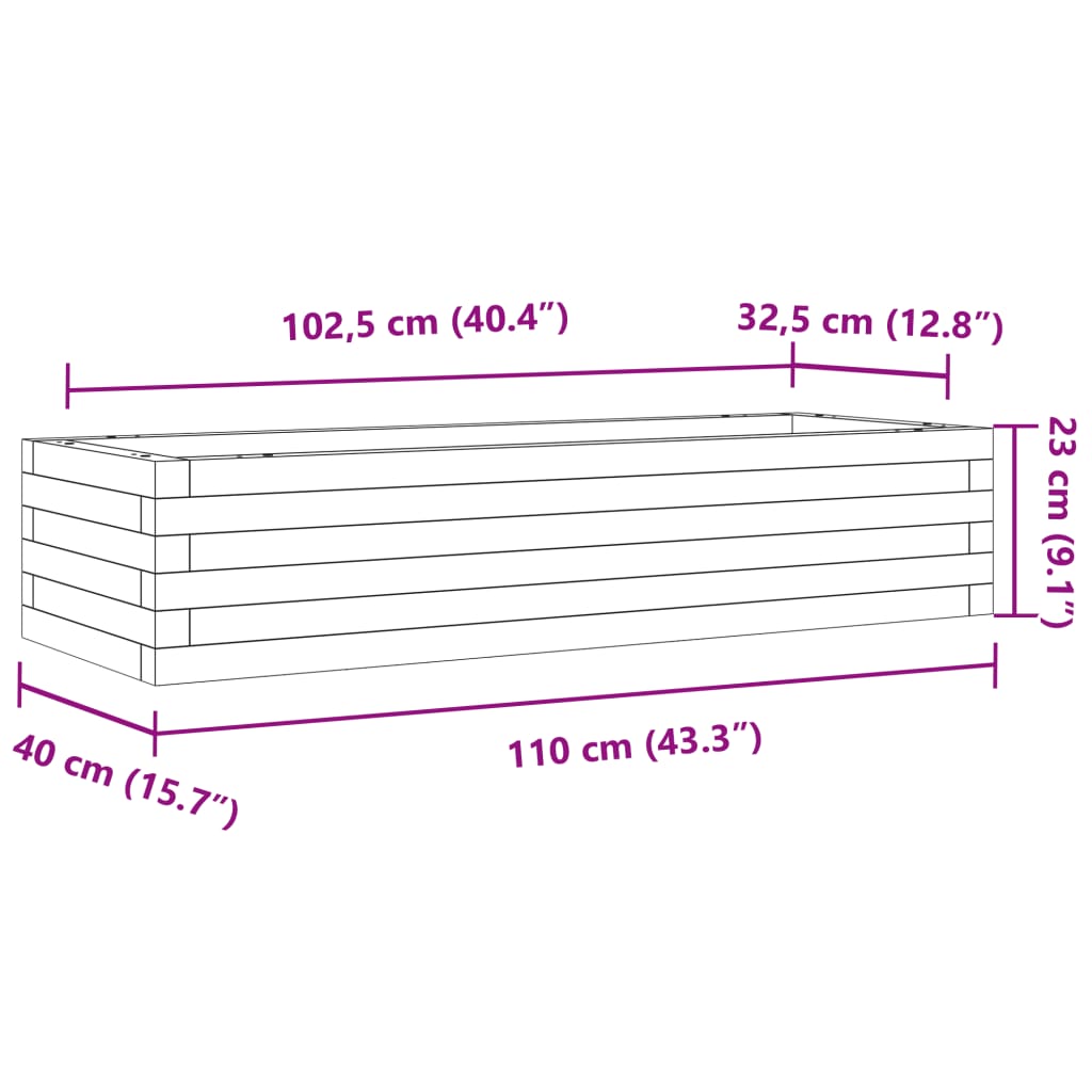 Garden Planter 110x40x23 cm Solid Wood Pine