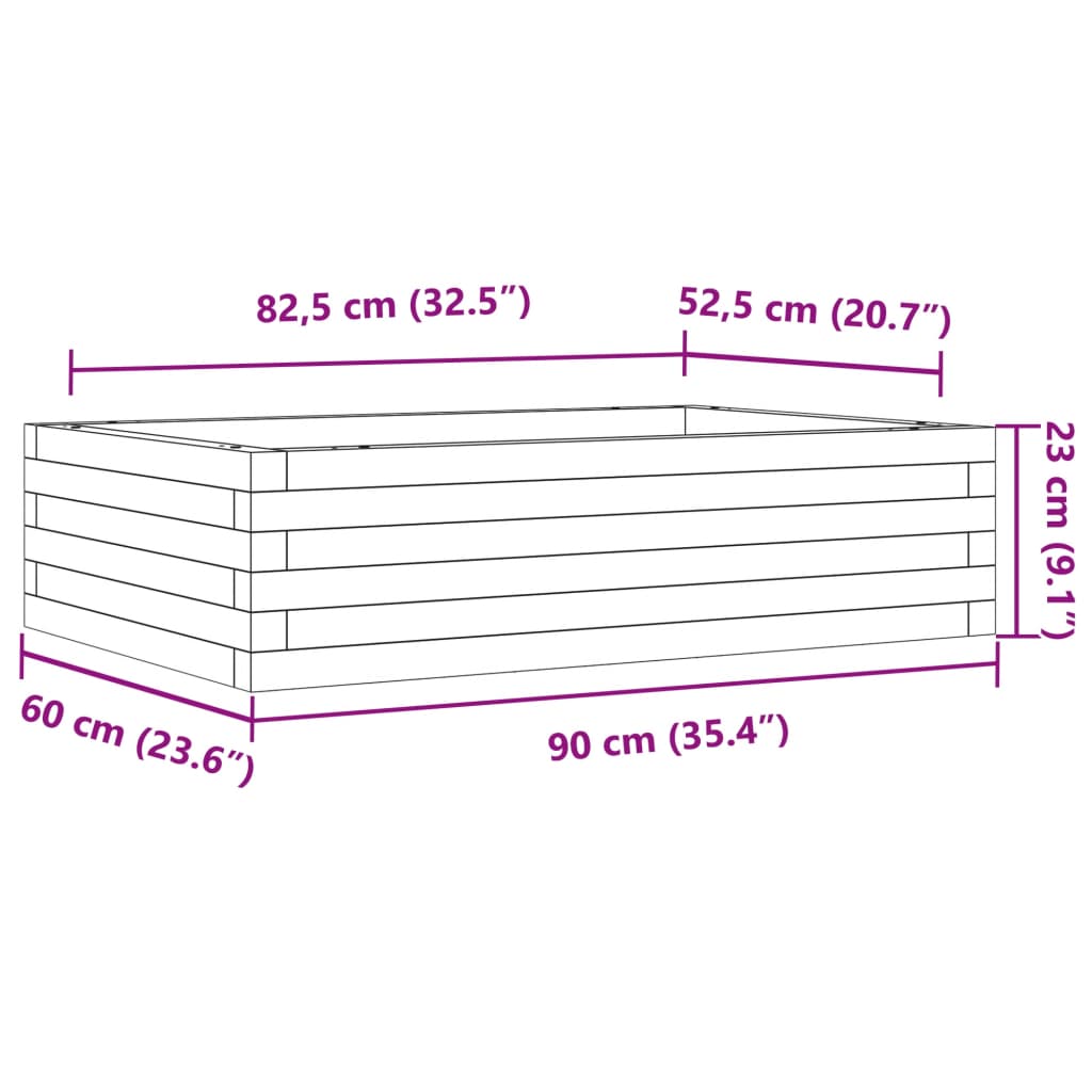 Garden Planter 90x60x23 cm Solid Wood Douglas