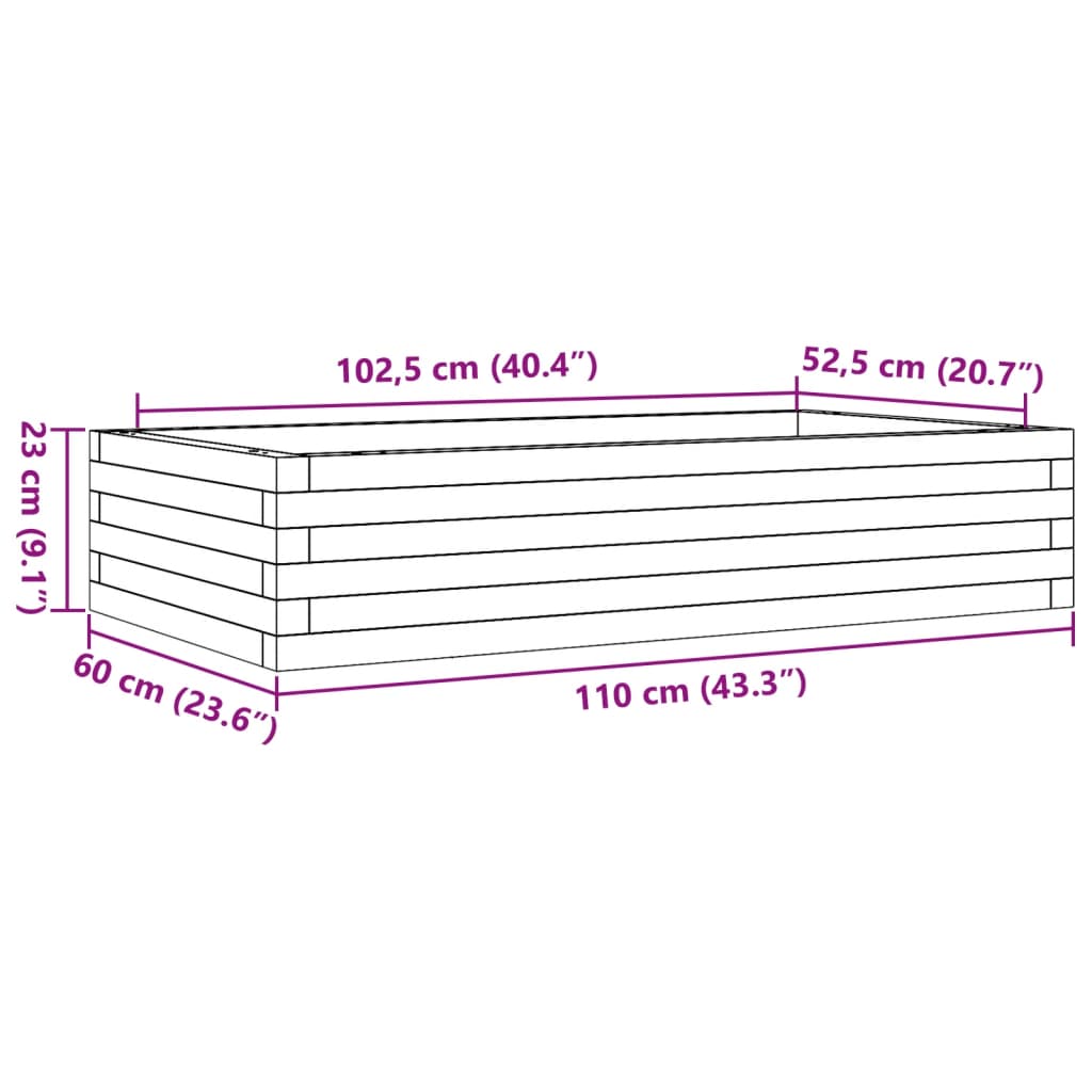 Garden Planter White 110x60x23 cm Solid Wood Pine