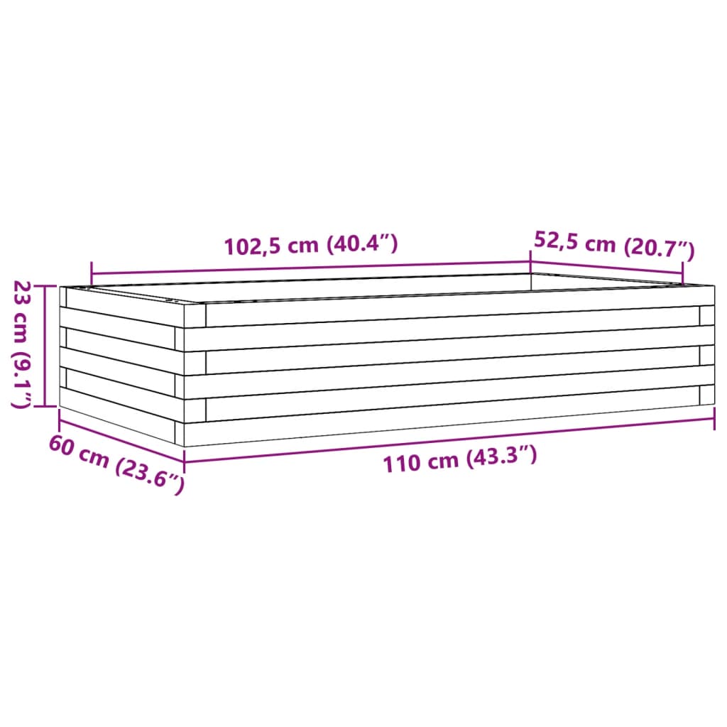 Garden Planter Wax Brown 110x60x23 cm Solid Wood Pine