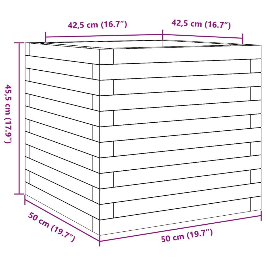 Garden Planter Wax Brown 50x50x45.5 cm Solid Wood Pine