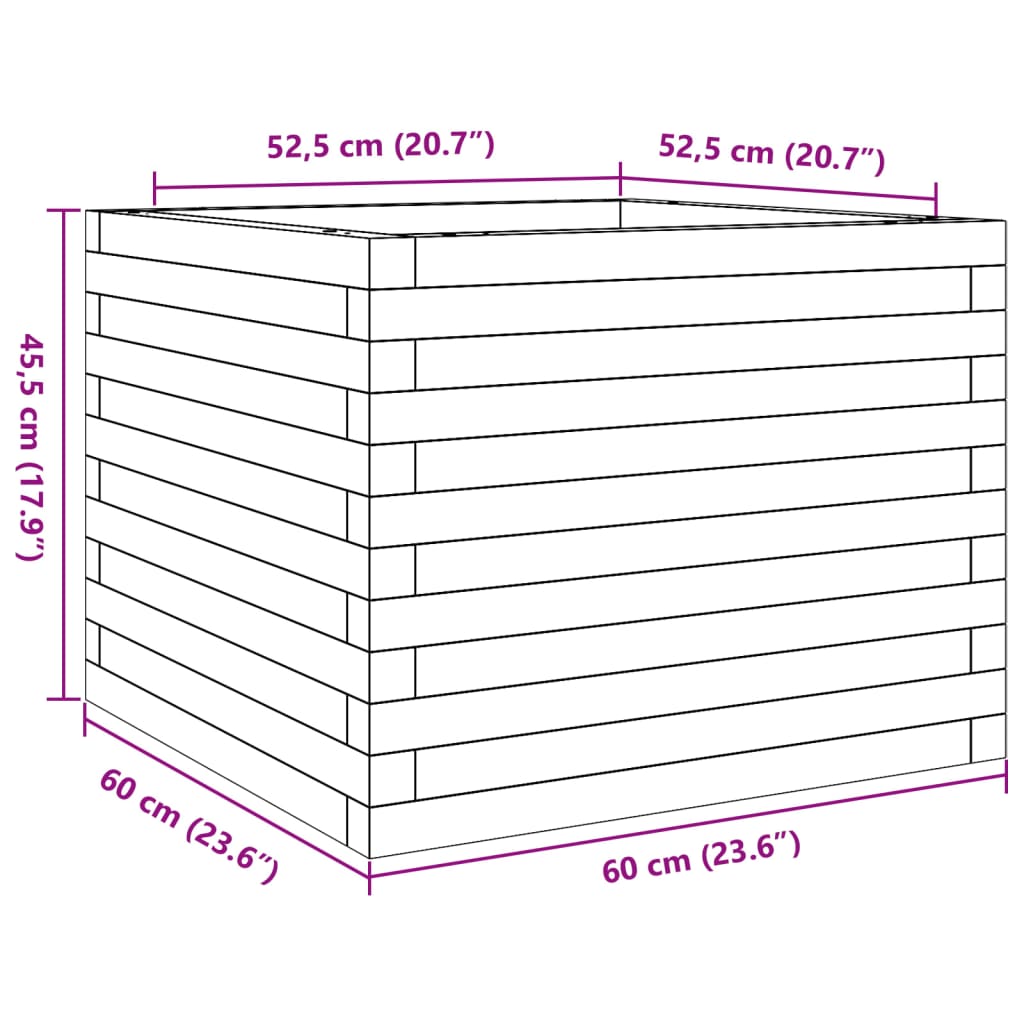 Garden Planter 60x60x45.5 cm Solid Wood Pine