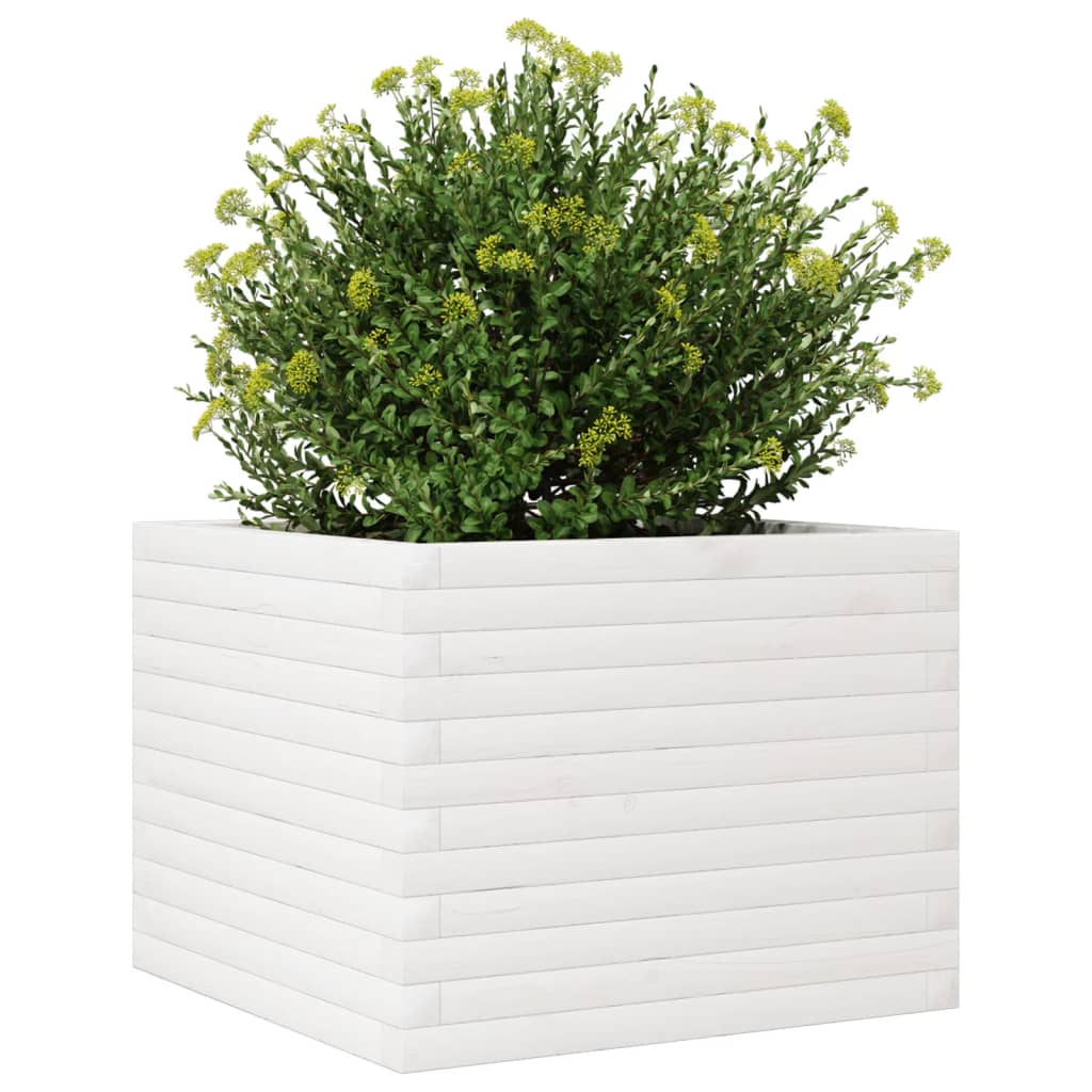 Garden Planter White 60x60x45.5 cm Solid Wood Pine