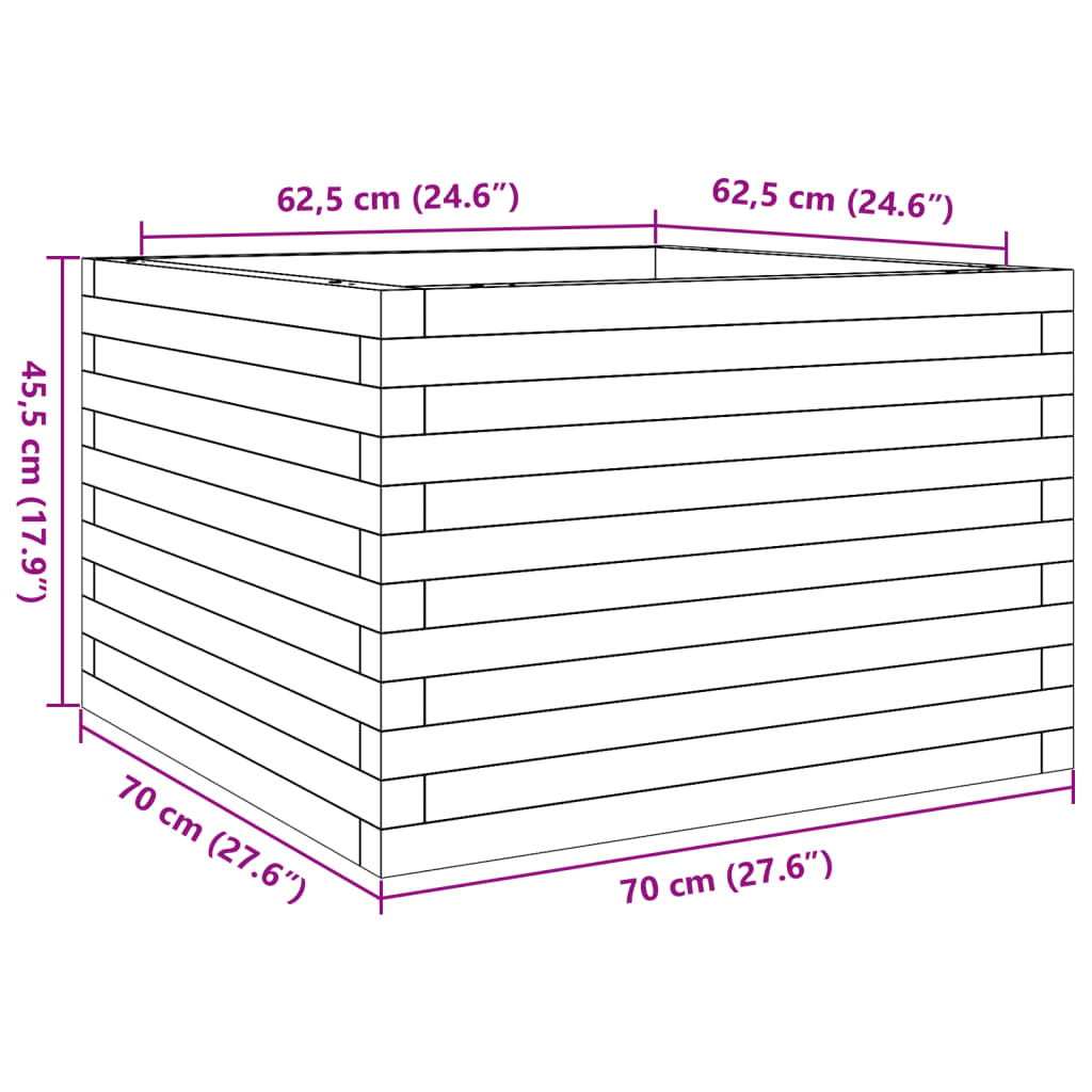 Garden Planter Wax Brown 70x70x45.5 cm Solid Wood Pine