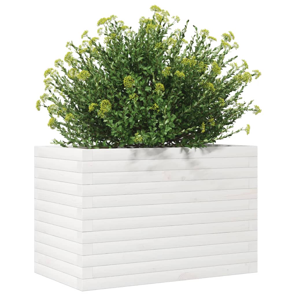 Garden Planter White 70x40x45.5 cm Solid Wood Pine