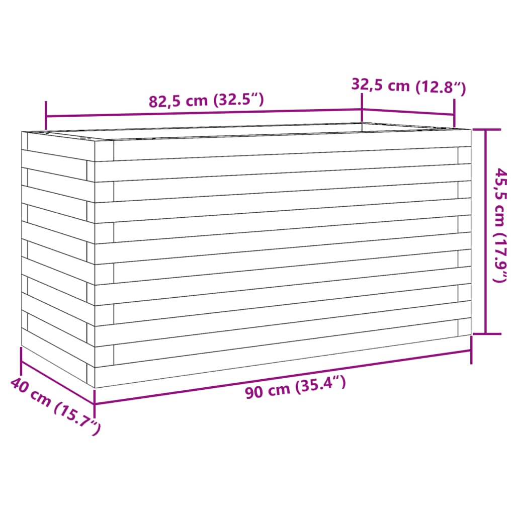 Garden Planter Wax Brown 90x40x45.5 cm Solid Wood Pine