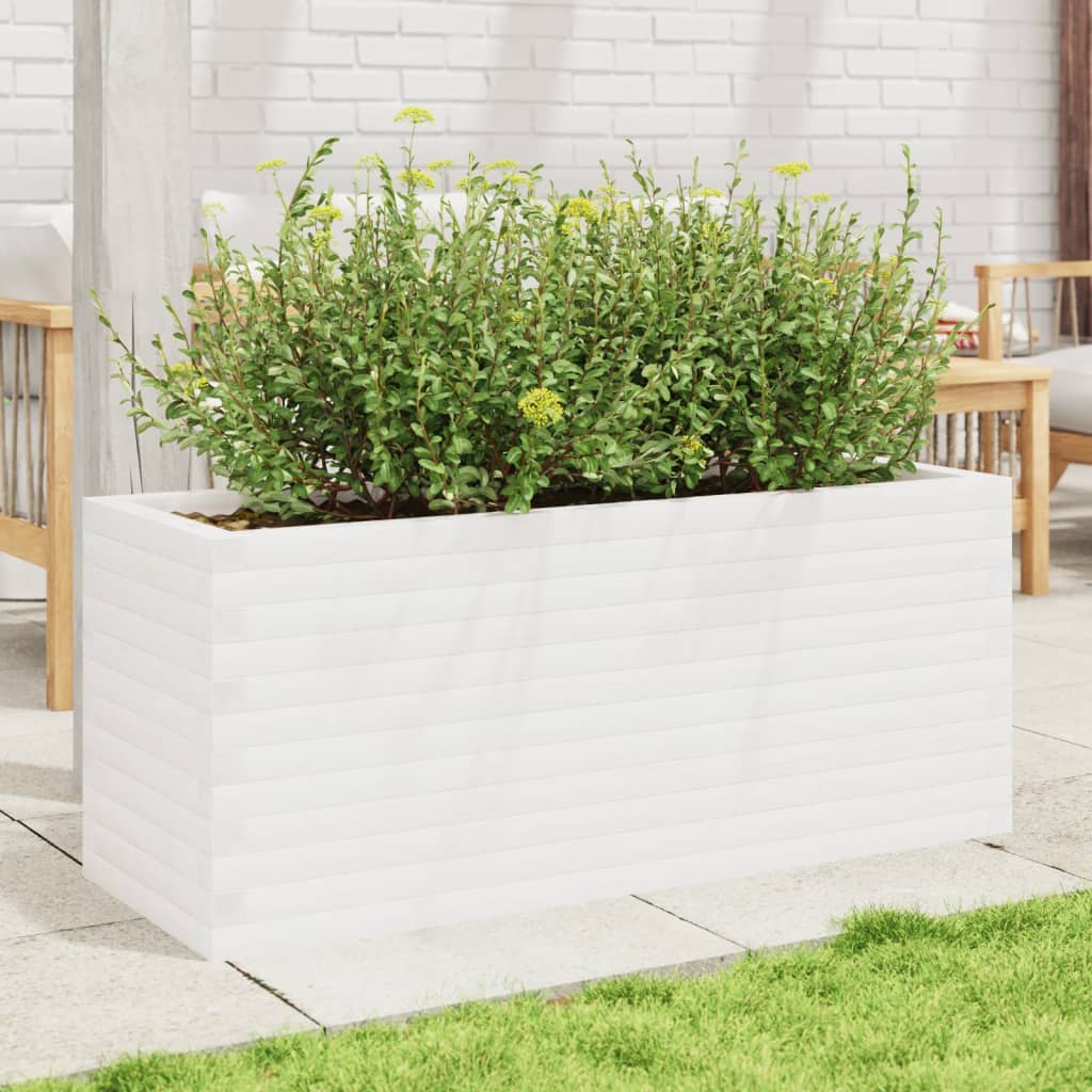 Garden Planter White 110x40x45.5 cm Solid Wood Pine