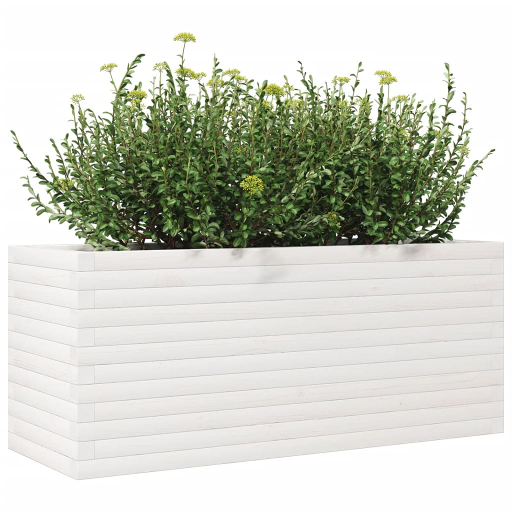 Garden Planter White 110x40x45.5 cm Solid Wood Pine