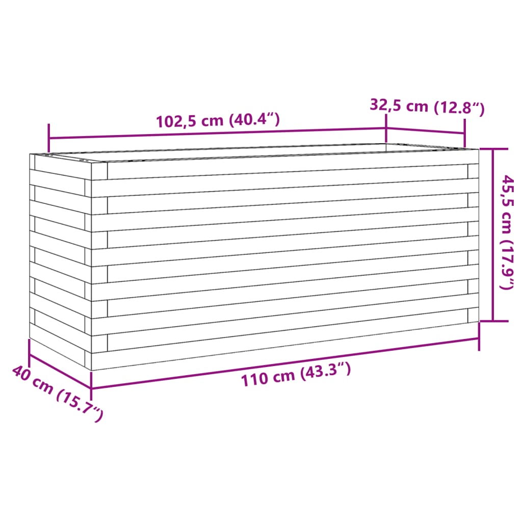 Garden Planter Wax Brown 110x40x45.5 cm Solid Wood Pine