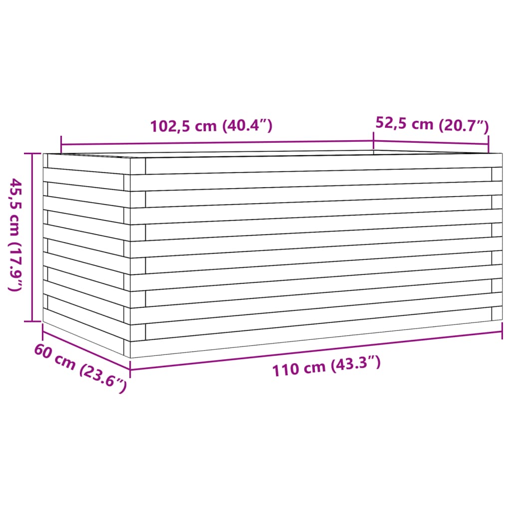 Garden Planter Wax Brown 110x60x45.5 cm Solid Wood Pine