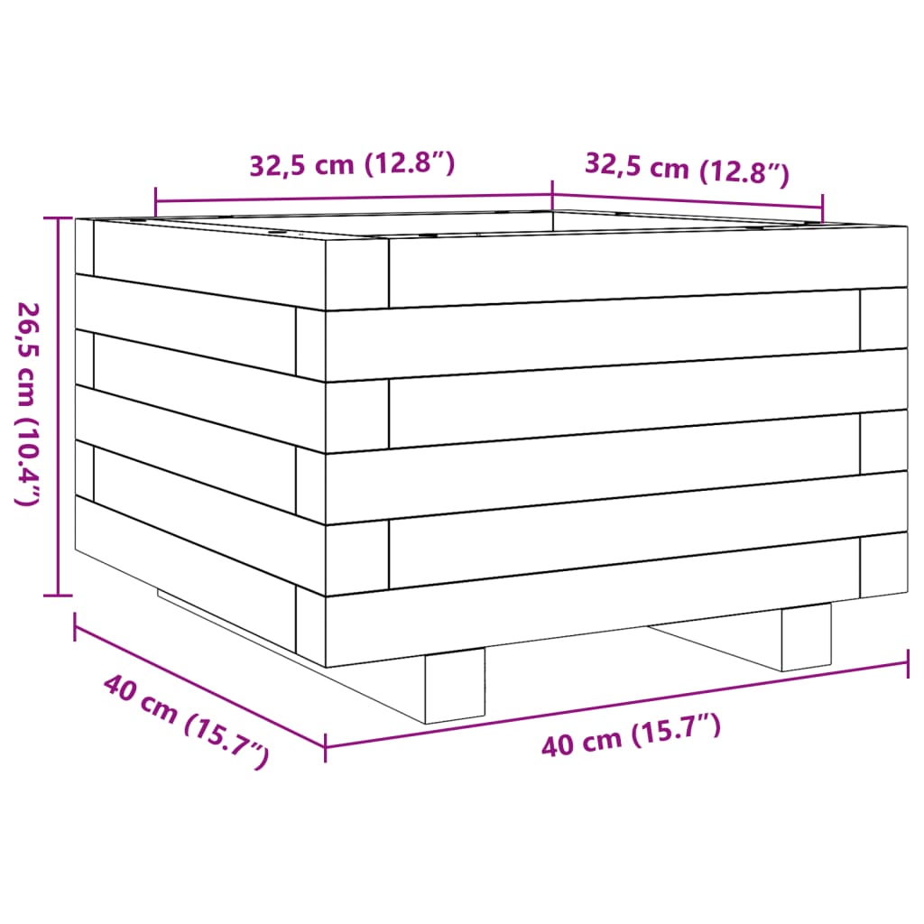 Garden Planter 40x40x26.5 cm Solid Wood Pine