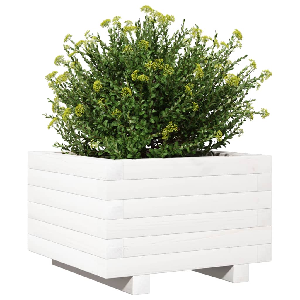 Garden Planter White 40x40x26.5 cm Solid Wood Pine