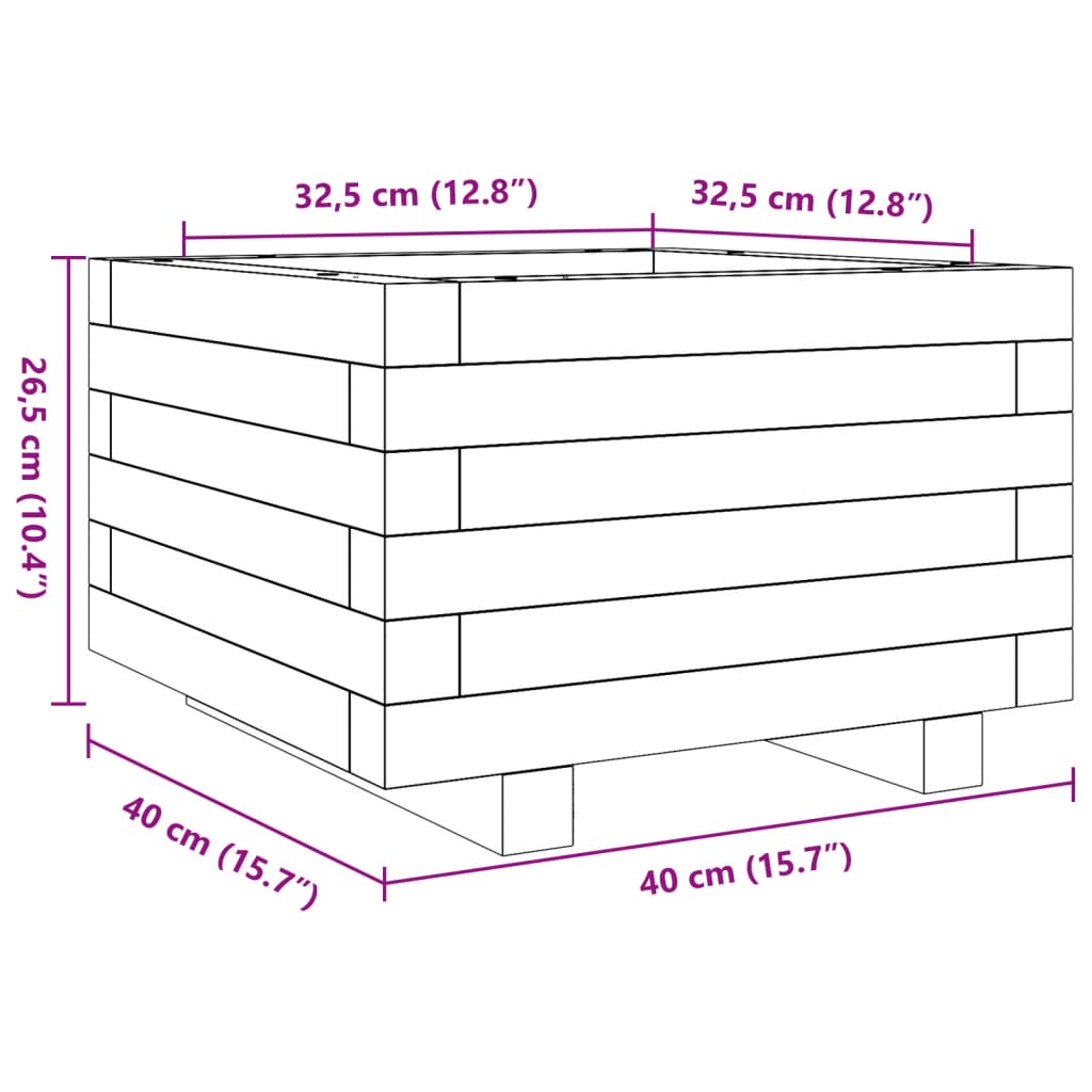 Garden Planter Wax Brown 40x40x26.5 cm Solid Wood Pine