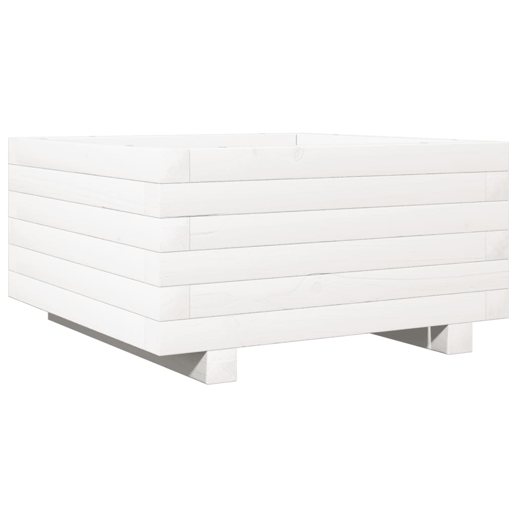 Garden Planter White 50x50x26.5 cm Solid Wood Pine