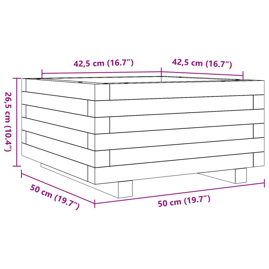 Garden Planter White 50x50x26.5 cm Solid Wood Pine