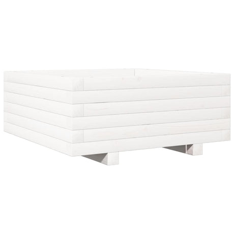 Garden Planter White 60x60x26.5 cm Solid Wood Pine