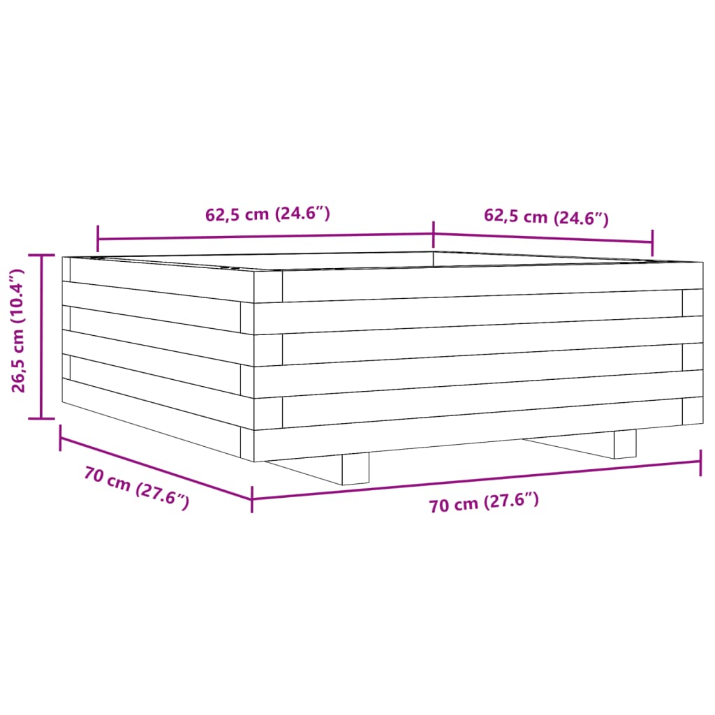 Garden Planter 70x70x26.5 cm Solid Wood Pine