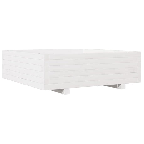 Garden Planter White 80x80x26.5 cm Solid Wood Pine