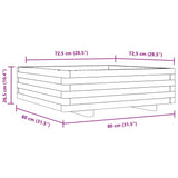 Garden Planter White 80x80x26.5 cm Solid Wood Pine