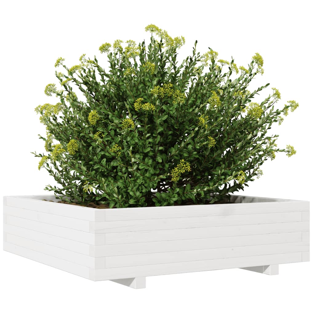 Garden Planter White 90x90x26.5 cm Solid Wood Pine