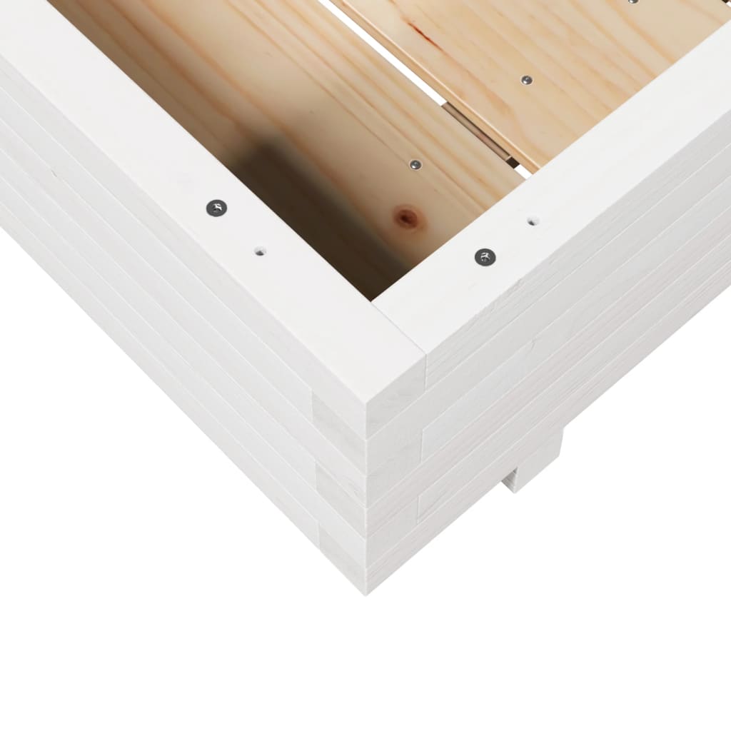 Garden Planter White 90x90x26.5 cm Solid Wood Pine