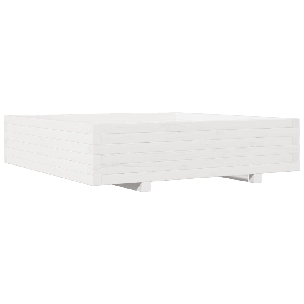 Garden Planter White 100x100x26.5 cm Solid Wood Pine