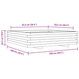 Garden Planter White 100x100x26.5 cm Solid Wood Pine