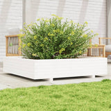 Garden Planter White 110x110x26.5 cm Solid Wood Pine