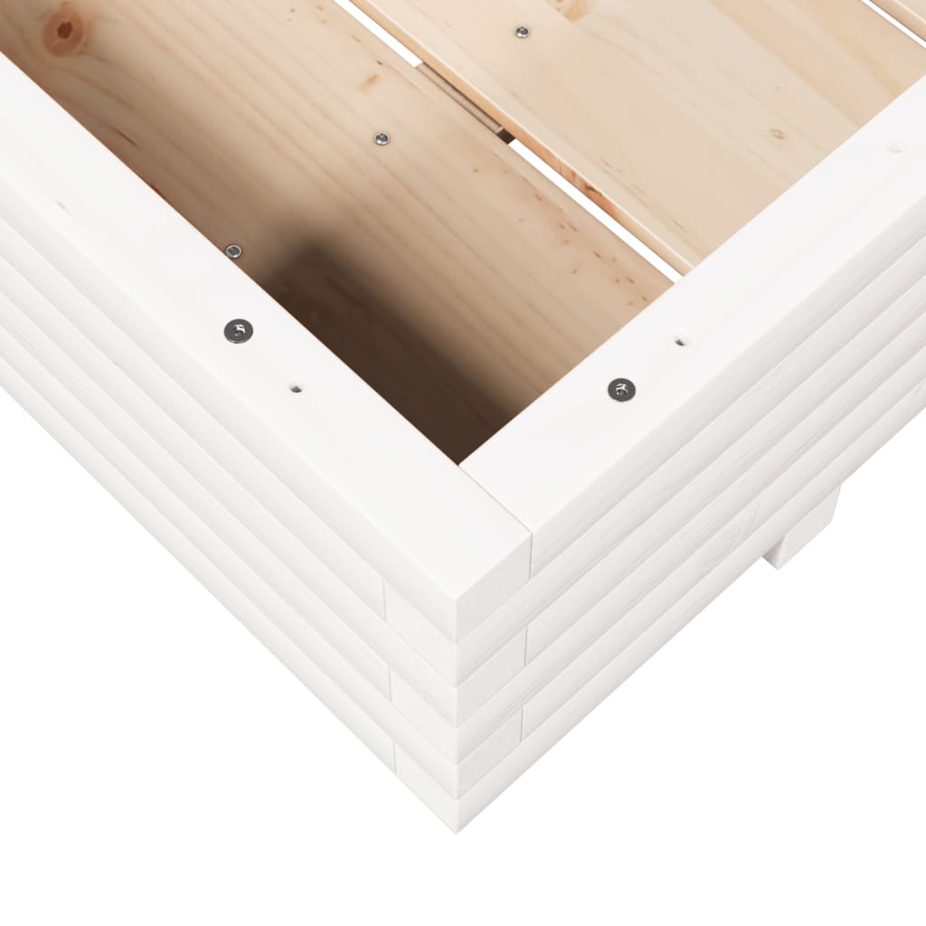 Garden Planter White 110x110x26.5 cm Solid Wood Pine