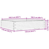 Garden Planter White 110x110x26.5 cm Solid Wood Pine