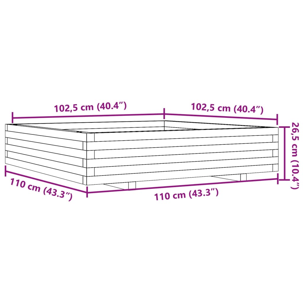 Garden Planter 110x110x26.5 cm Solid Wood Douglas