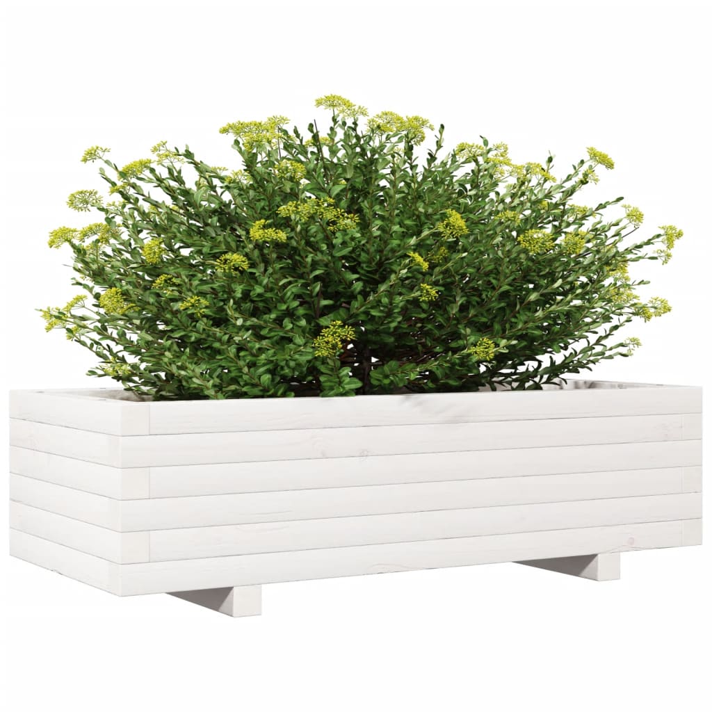 Garden Planter White 90x40x26.5 cm Solid Wood Pine