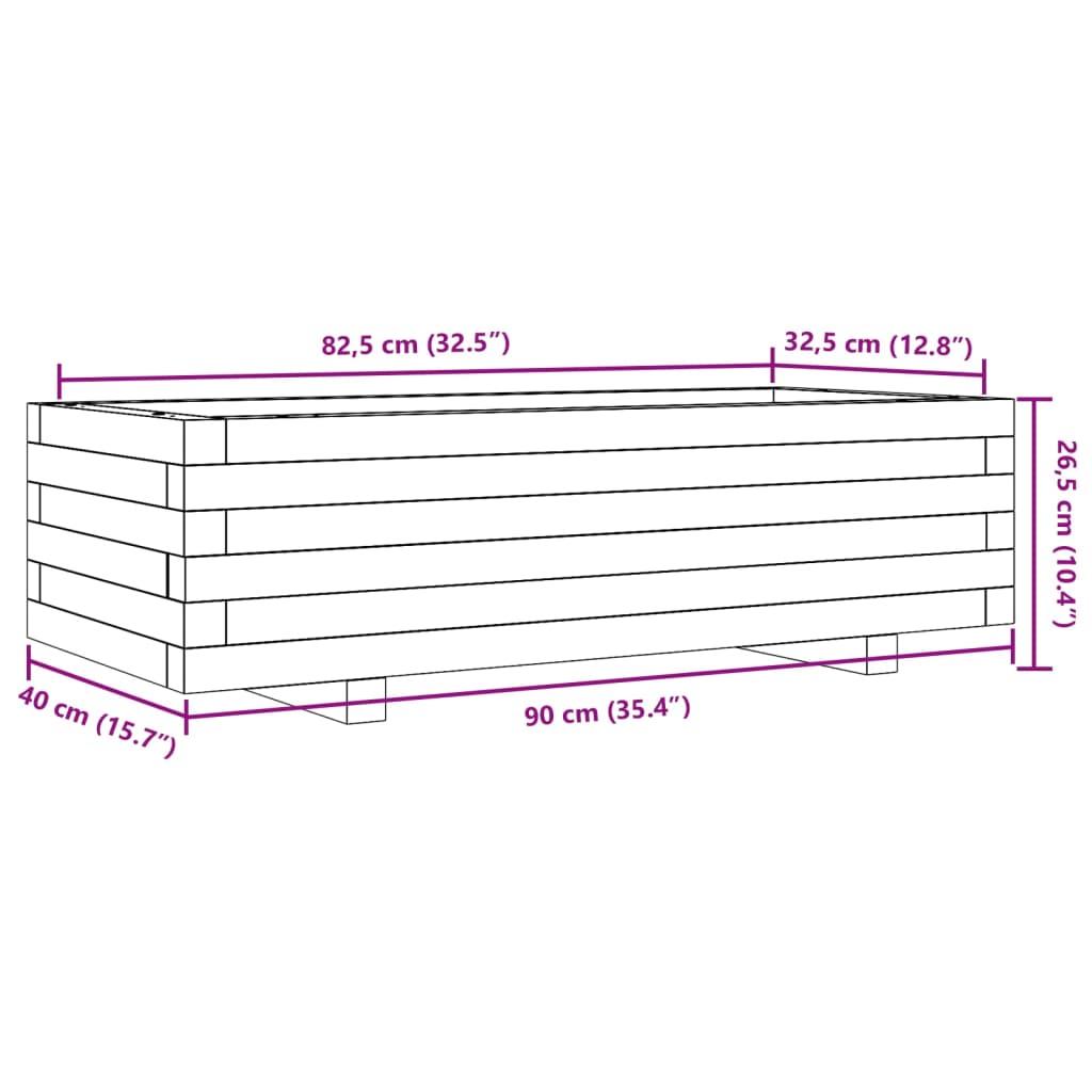 Garden Planter Wax Brown 90x40x26.5 cm Solid Wood Pine