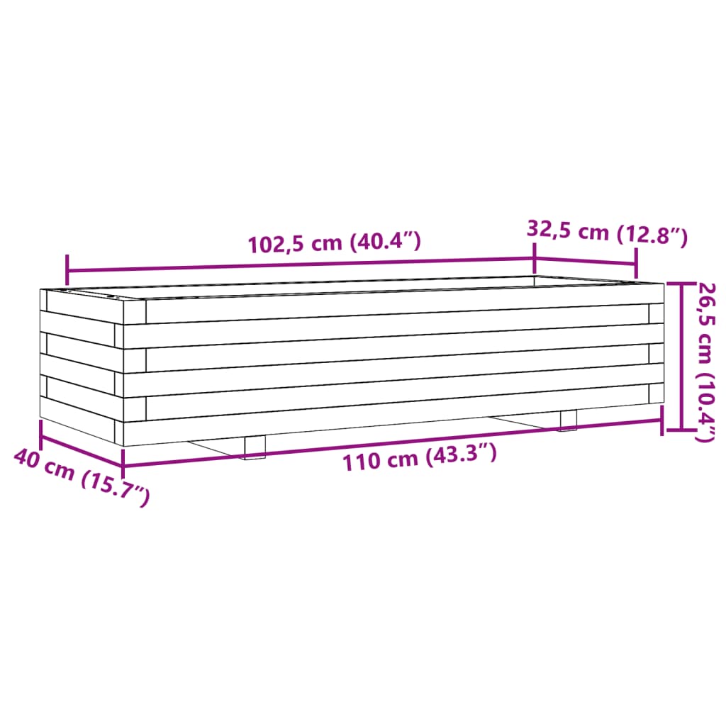 Garden Planter Wax Brown 110x40x26.5 cm Solid Wood Pine