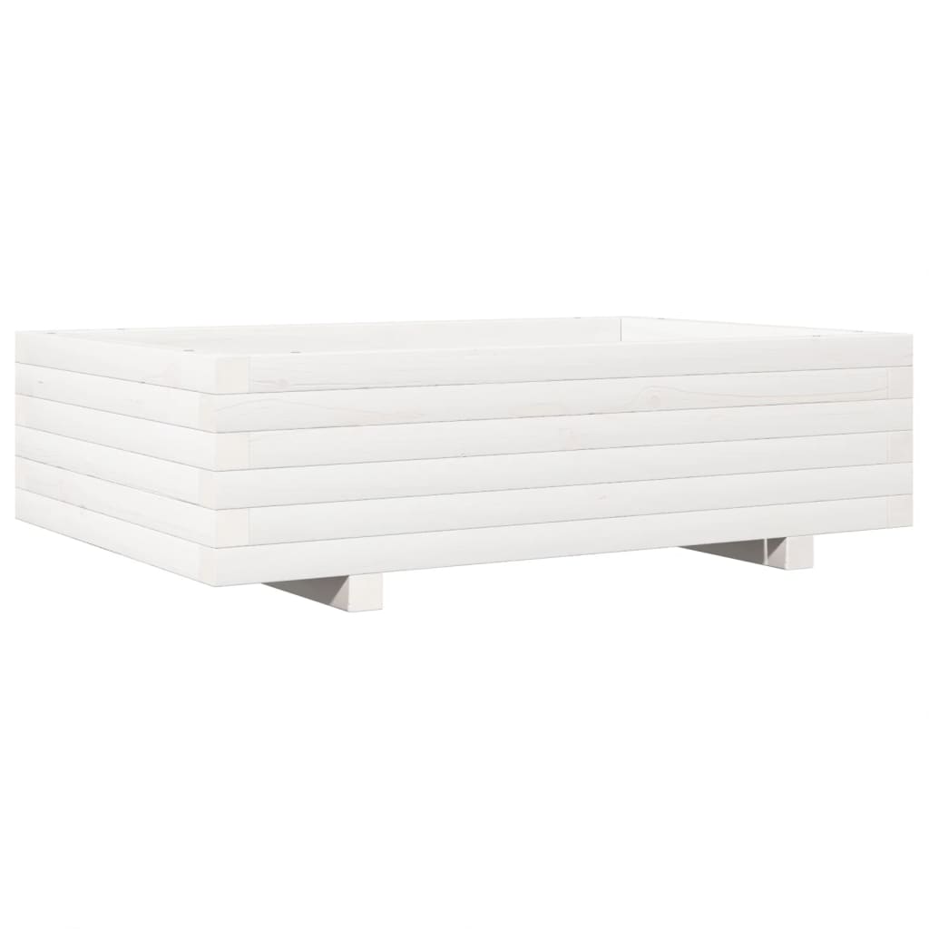 Garden Planter White 90x60x26.5 cm Solid Wood Pine