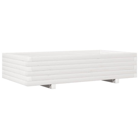 Garden Planter White 110x60x26.5 cm Solid Wood Pine