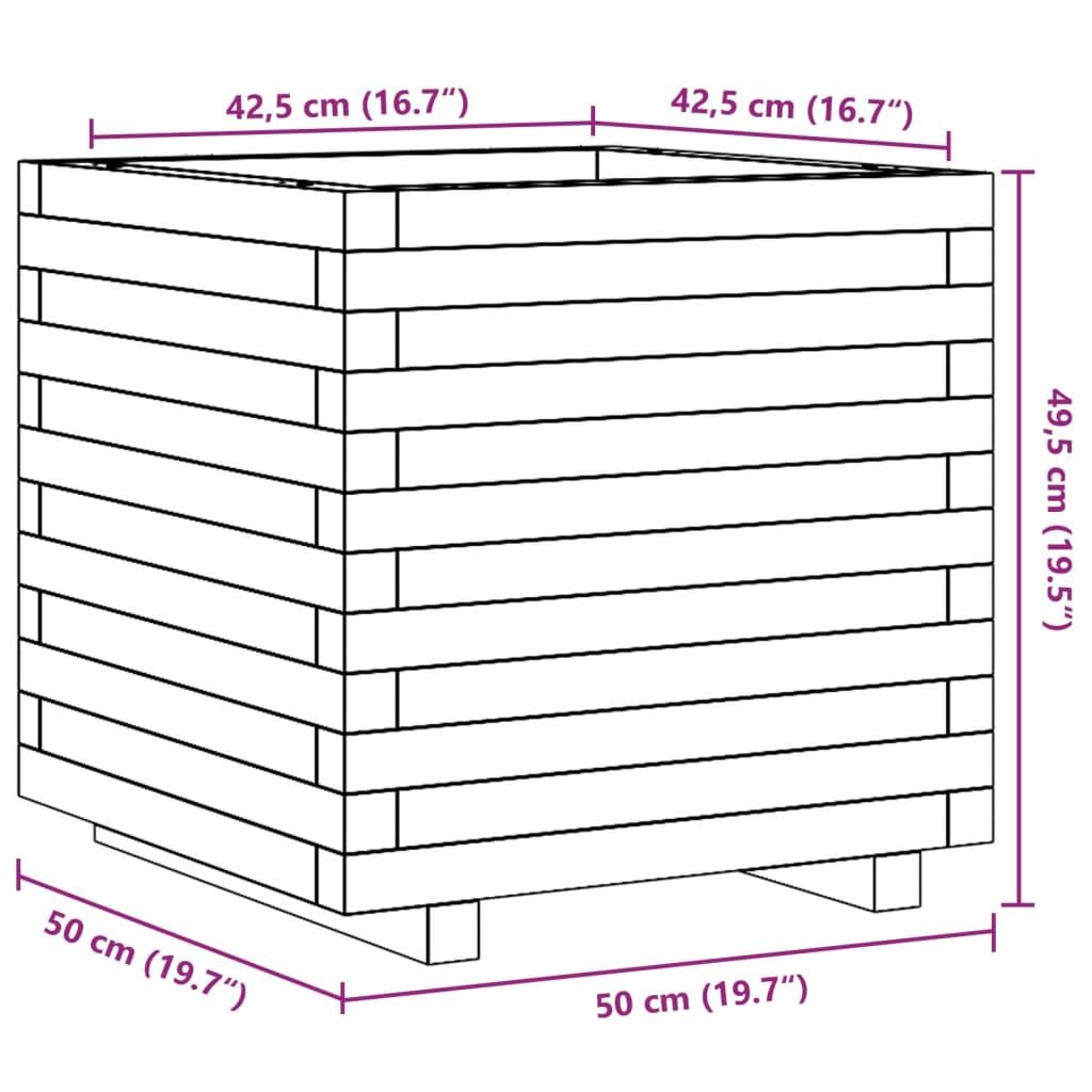 Garden Planter 50x50x49.5 cm Solid Wood Pine