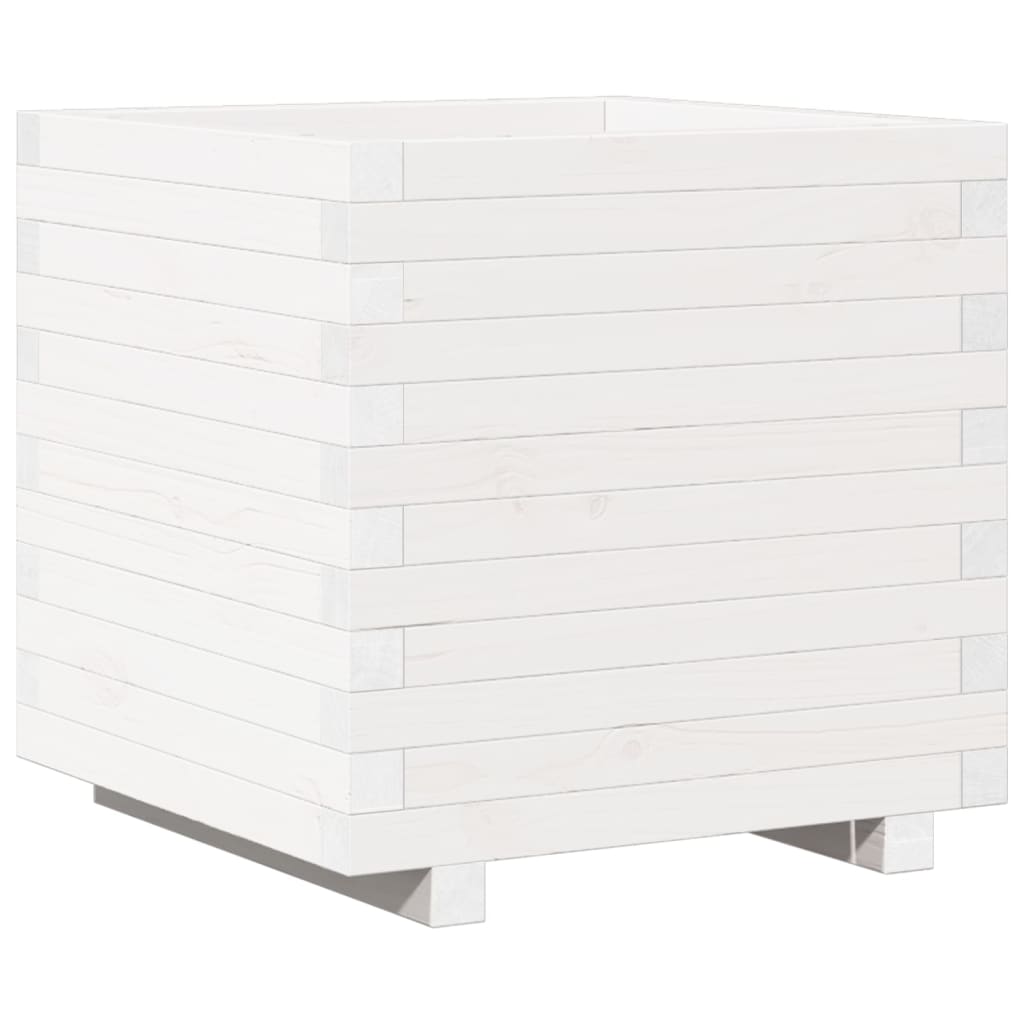 Garden Planter White 50x50x49.5 cm Solid Wood Pine