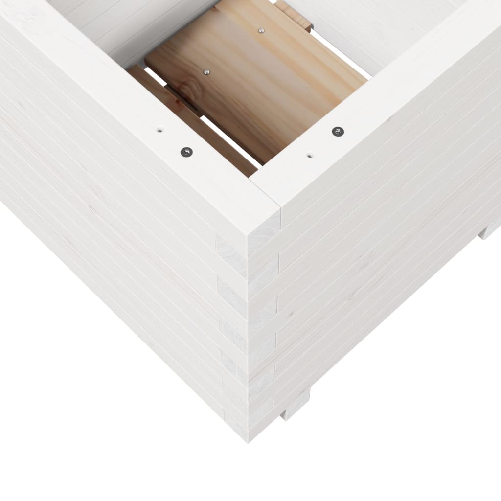 Garden Planter White 50x50x49.5 cm Solid Wood Pine