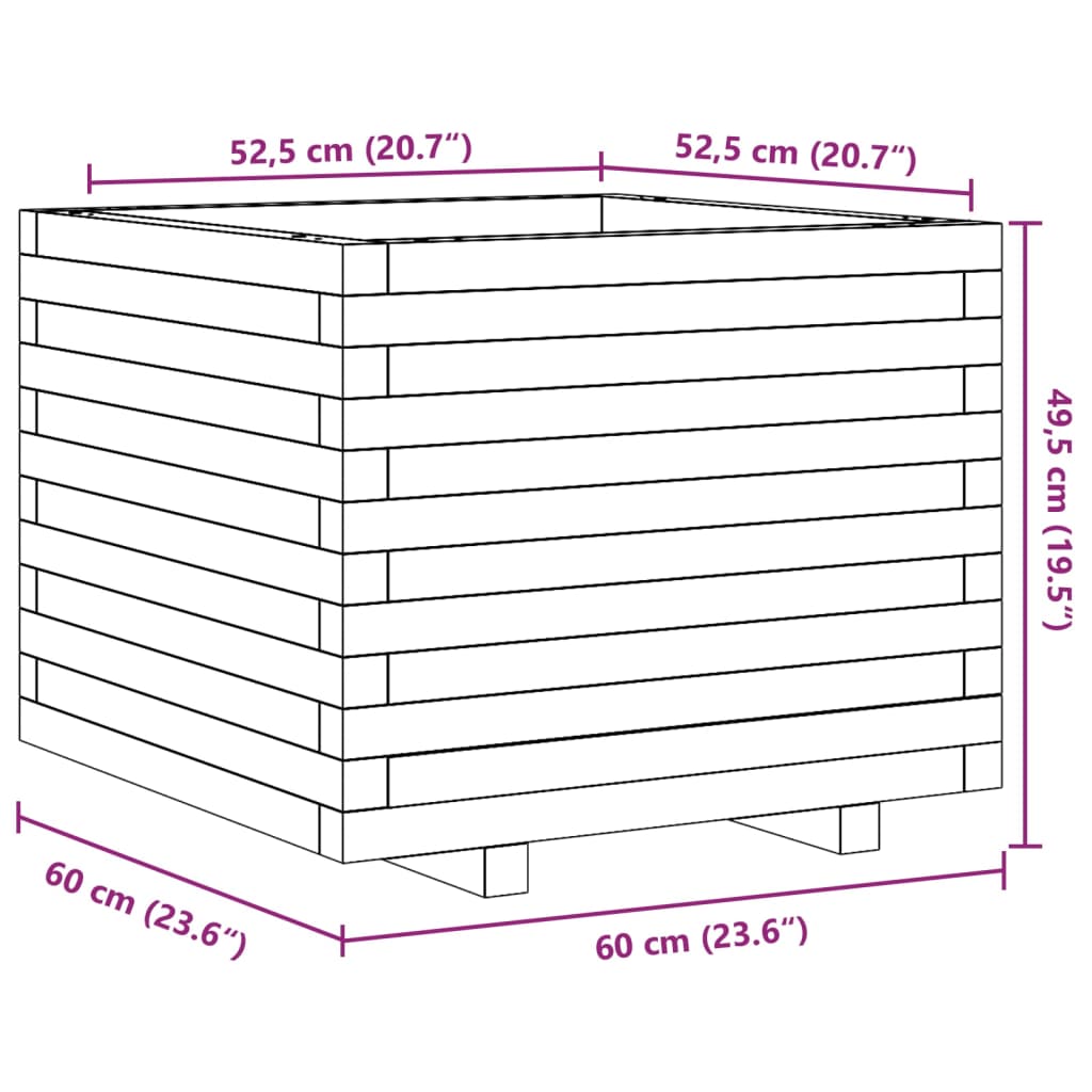 Garden Planter 60x60x49.5 cm Solid Wood Douglas