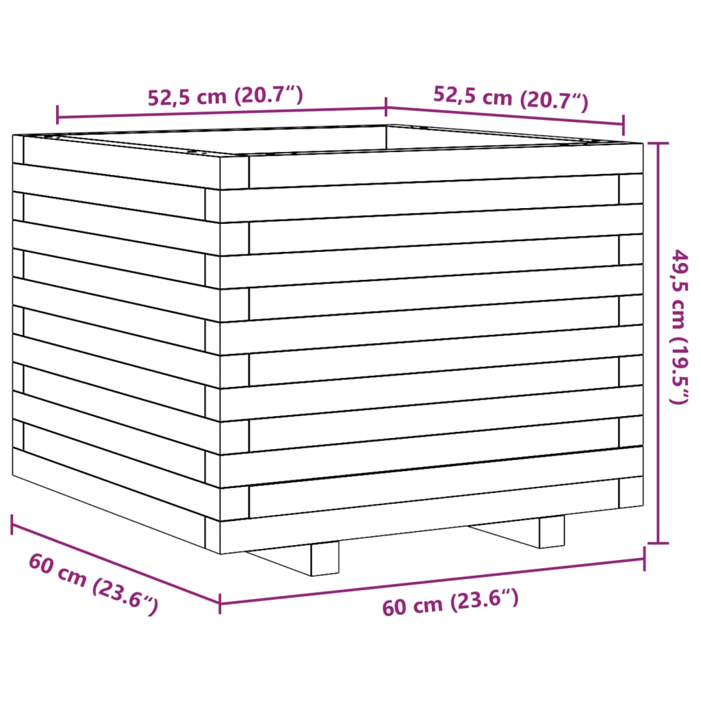 Garden Planter 60x60x49.5 cm Impregnated Wood Pine