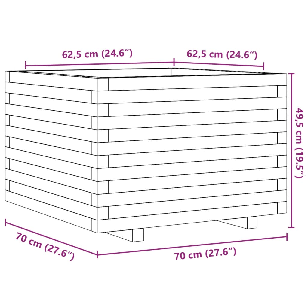 Garden Planter Wax Brown 70x70x49.5 cm Solid Wood Pine