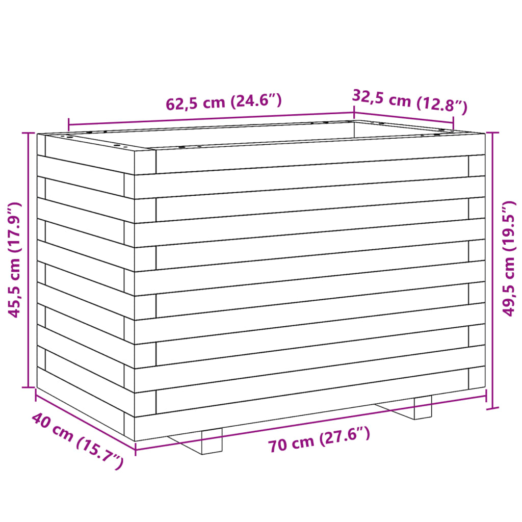 Garden Planter Wax Brown 70x40x49.5 cm Solid Wood Pine