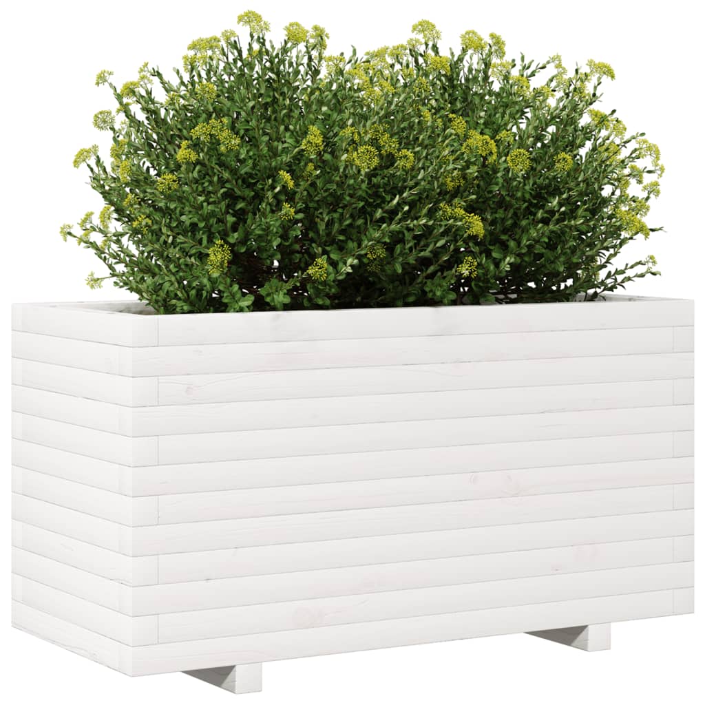 Garden Planter White 90x40x49.5 cm Solid Wood Pine