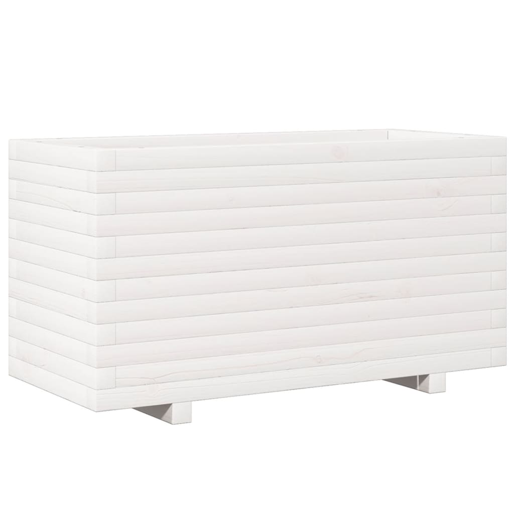 Garden Planter White 90x40x49.5 cm Solid Wood Pine