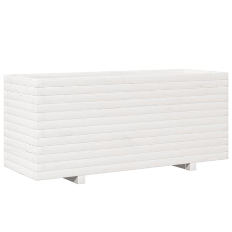 Garden Planter White 110x40x49.5 cm Solid Wood Pine